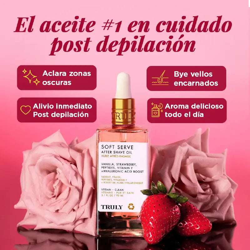Truly Aceite Después del Afeitado | Hidrata, calma y mejora la apariencia de la piel desde la primera aplicación🍓