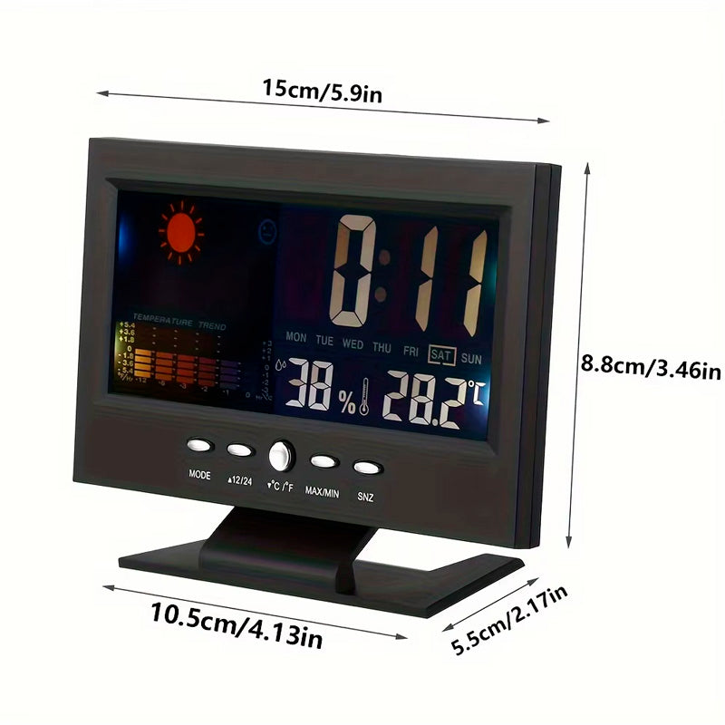 Reloj Digital 4 en 1: Hora, Clima, Humedad y Despertador⏰