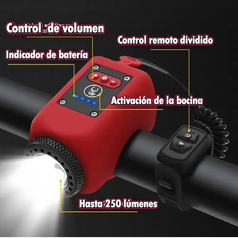 Bocina Electrónica + Luz LED 2 en 1 para bicicletas – ¡Llama la atención en cada ruta! 🚴♂️
