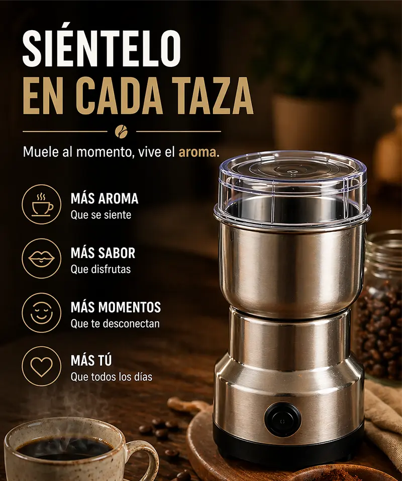 Molinillo Eléctrico de Café y Especias – Potencia rápida para sabores más intensos ☕🌶️