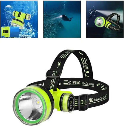 Linterna Frontal Profesional para Buceo – Potencia para Profundidades Extremas
