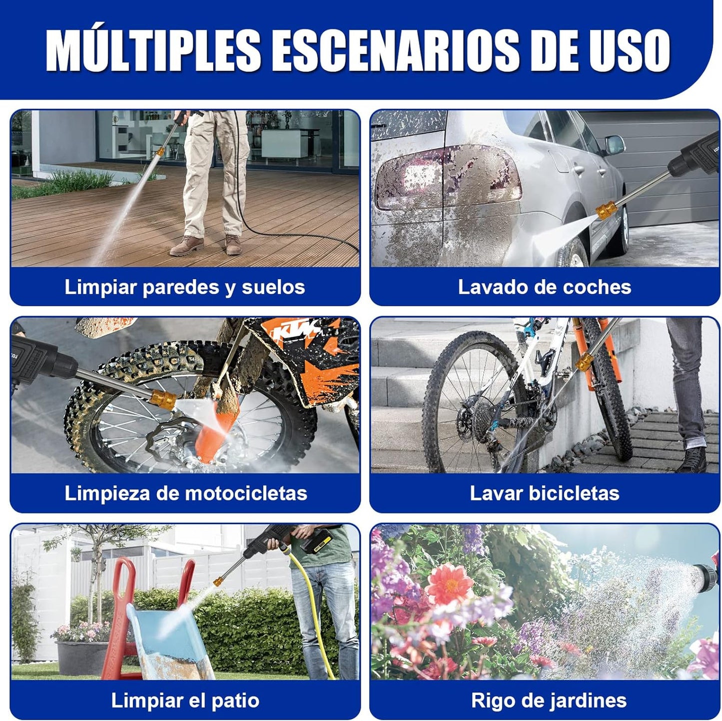 Hidrolavadora Portátil Recargable (2 Baterias) | Limpieza en Cualquier Lugar