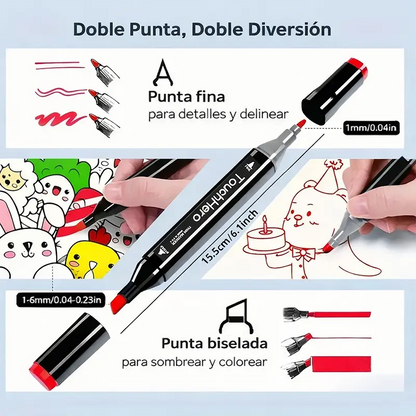 Set de 48 Marcadores Doble Punta 🖍🎨