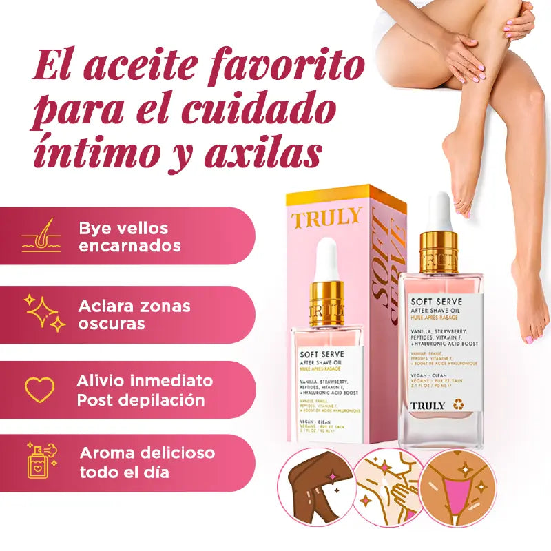 Truly Aceite Después del Afeitado | Hidrata, calma y mejora la apariencia de la piel desde la primera aplicación🍓