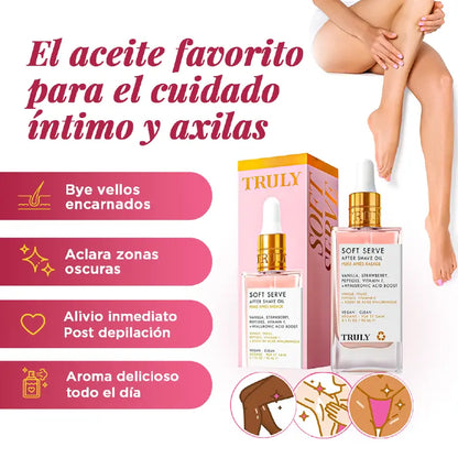 Truly Aceite Después del Afeitado | Hidrata, calma y mejora la apariencia de la piel desde la primera aplicación🍓