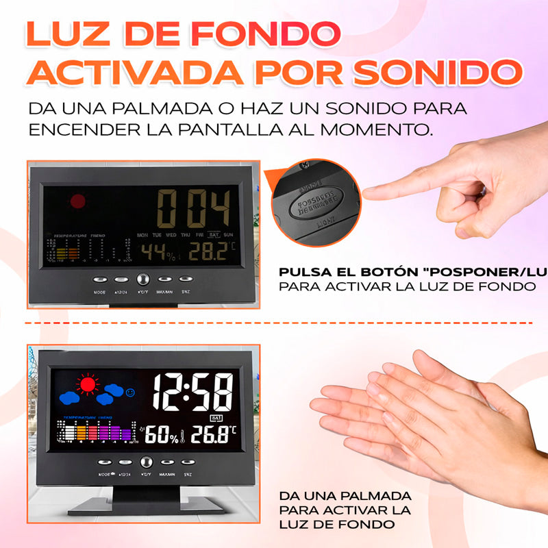 Reloj Digital 4 en 1: Hora, Clima, Humedad y Despertador⏰