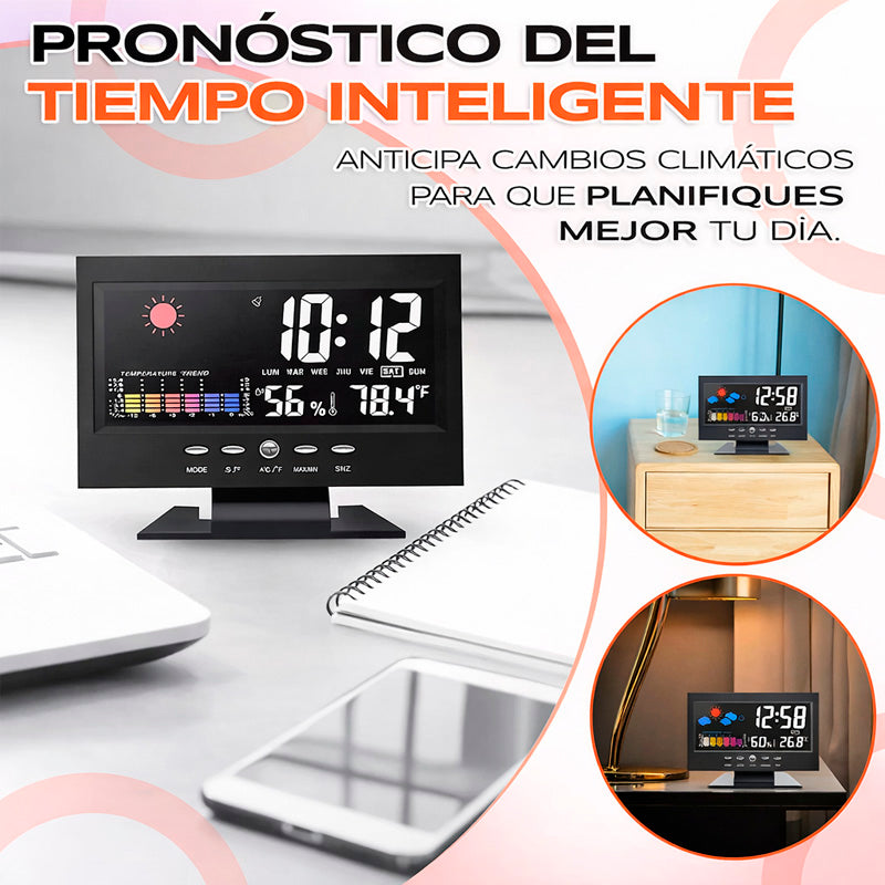 Reloj Digital 4 en 1: Hora, Clima, Humedad y Despertador⏰