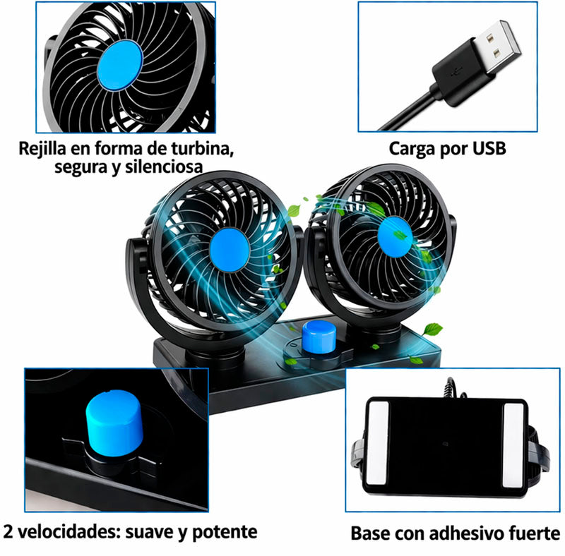 Ventilador Doble para Auto – Frescura Inmediata en Cada Viaje ❄️🚗