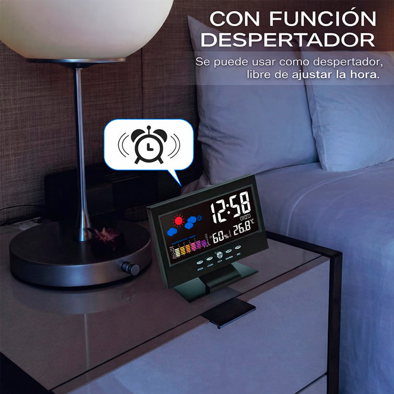 Reloj Digital 4 en 1: Hora, Clima, Humedad y Despertador⏰