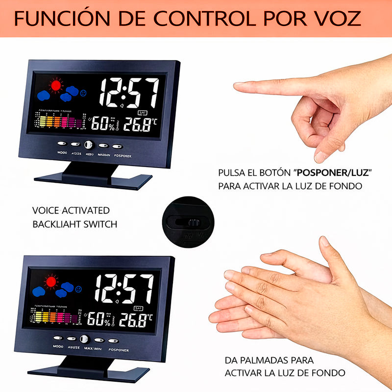Reloj Digital 4 en 1: Hora, Clima, Humedad y Despertador⏰