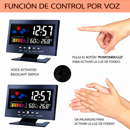 Reloj Digital 4 en 1: Hora, Clima, Humedad y Despertador⏰
