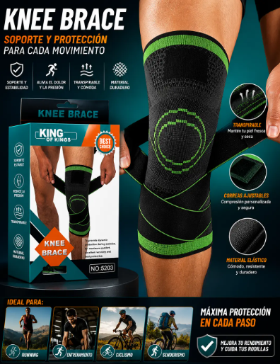 Rodillera Doble Compresion con Soporte Ajustable