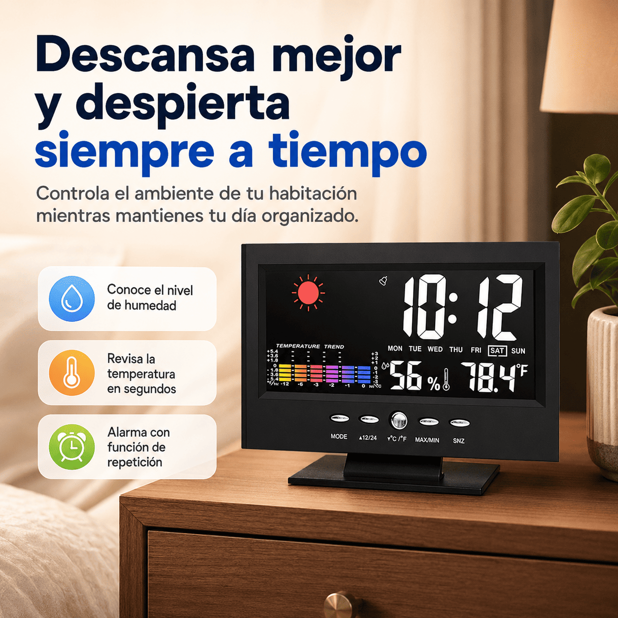 Reloj Digital Inteligente con Clima y Calendario