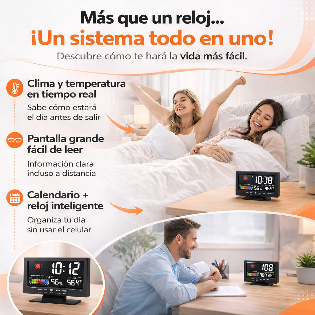 RELOJ METEOROLÓGICO |  Hora, Clima, Humedad y Despertador