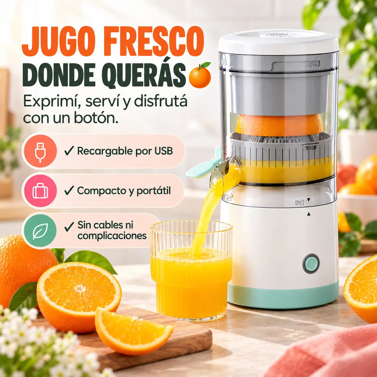 EXPRIMIDOR DE FRUTAS AUTOMÁTICO PORTATIL
