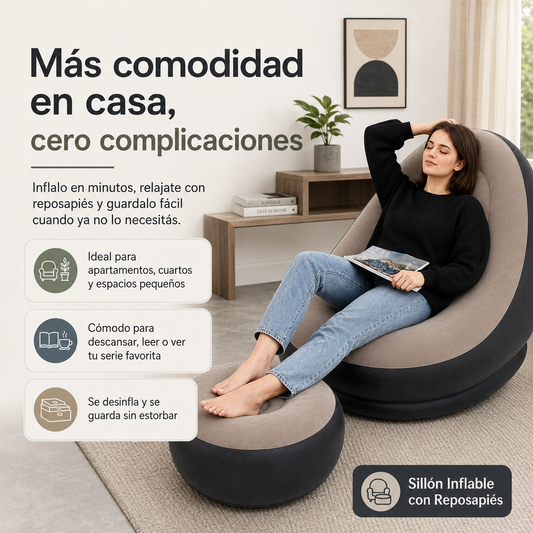 El sillón que se adapta a tu cuerpo… y a tu espacio, incluye reposapiés de regalo 🎁