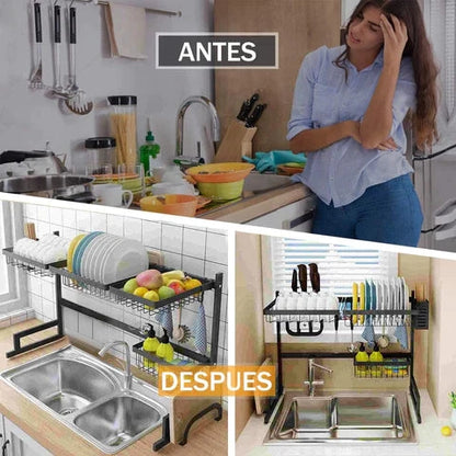 Organizador de Platos de Acero Inoxidable para Lavaplatos