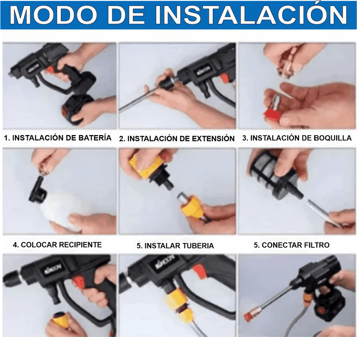 Hidrolavadora Portátil Recargable (2 Baterias) | Limpieza en Cualquier Lugar