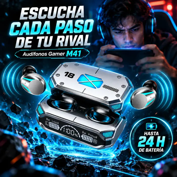 Audífonos Gamer M41 con estuche de pantalla digital