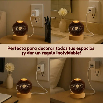 🌙 Lámpara Esfera de Cristal K9 – Iluminación Decorativa con Sistema Solar