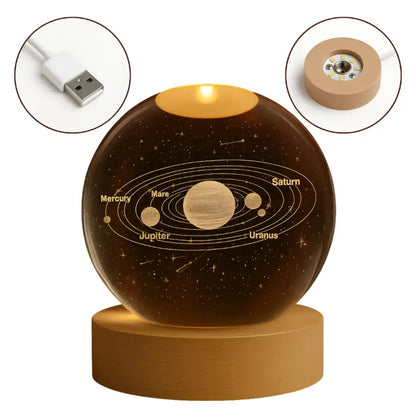 🌙 Lámpara Esfera de Cristal K9 – Iluminación Decorativa con Sistema Solar