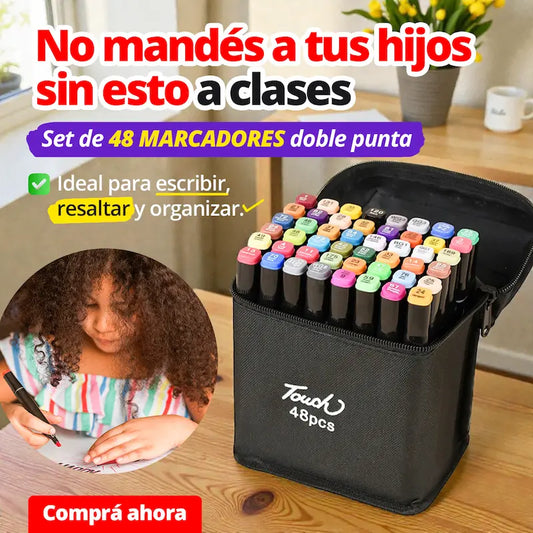 Set de 48 Marcadores Doble Punta 🖍🎨