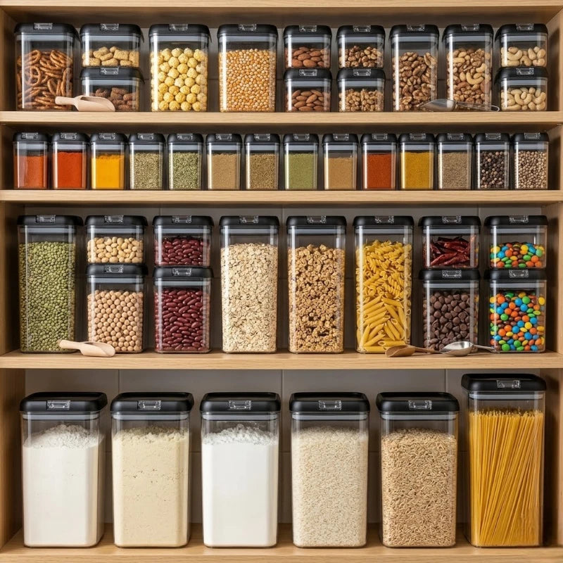 Organizador de Frascos Herméticos para Cocina – Set de 7 Piezas