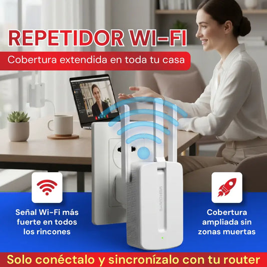 Repetidor Wi-Fi Mercusys MW300RE – Señal estable y cobertura extendida en toda tu casa🛜
