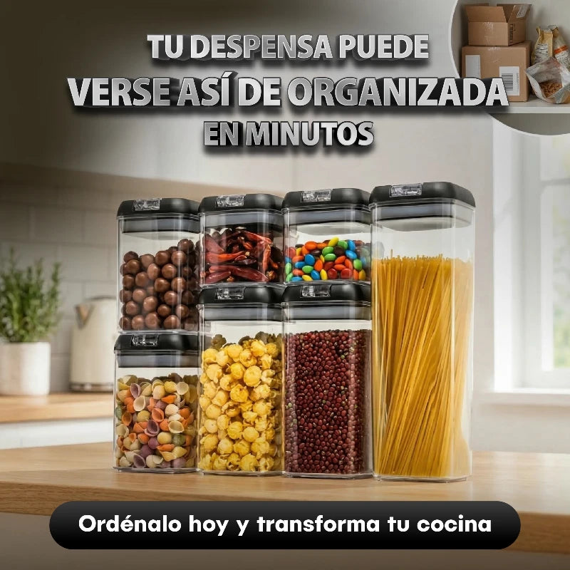 Organizador de Frascos Herméticos para Cocina – Set de 7 Piezas