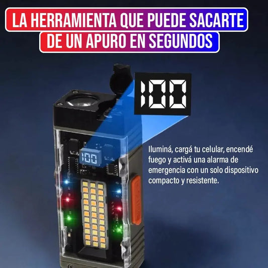 Linterna Táctica 4 en 1 D61 – Iluminá, Cargá y Protegete en Cualquier Emergencia