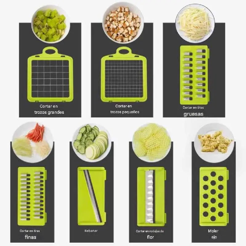 Cortador Multifunción 16 en 1 – Picá, Rallá y Ahorrá Tiempo en tu Cocina