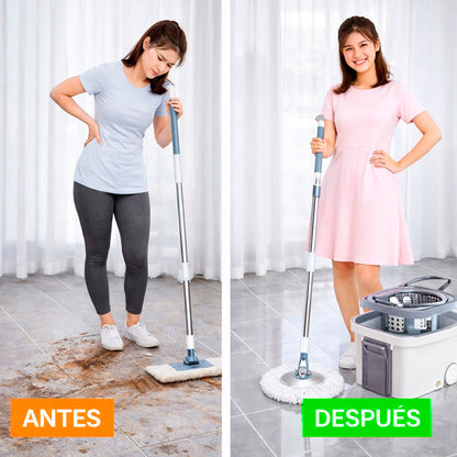 TRAPEADOR PRO | 2 Mopas lavables + Balde con Ruedas