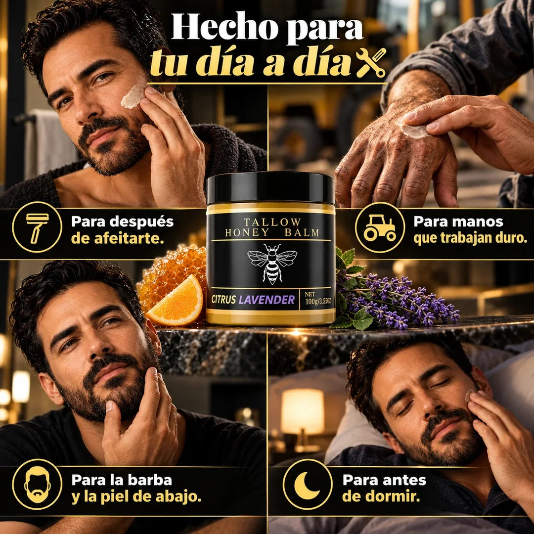 Un frasco para afeitarte, las manos, la barba y la noche