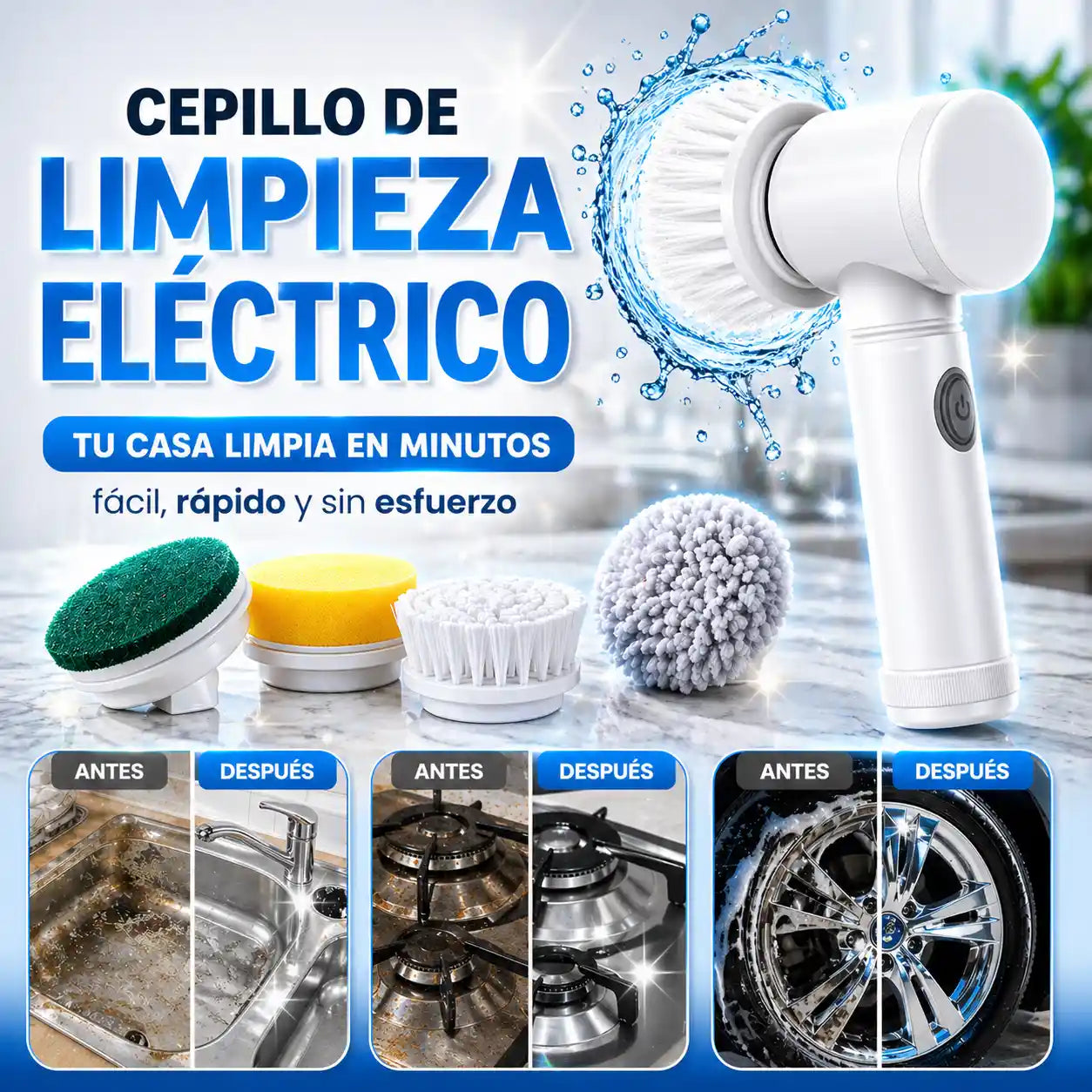 Cepillo de Limpieza Eléctrico | Tu casa limpia en minutos — fácil, rápido y sin esfuerzo