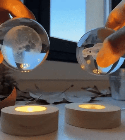 🌙 Lámpara Esfera de Cristal K9 – Iluminación Decorativa con Sistema Solar
