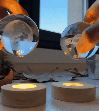 🌙 Lámpara Esfera de Cristal K9 – Iluminación Decorativa con Sistema Solar