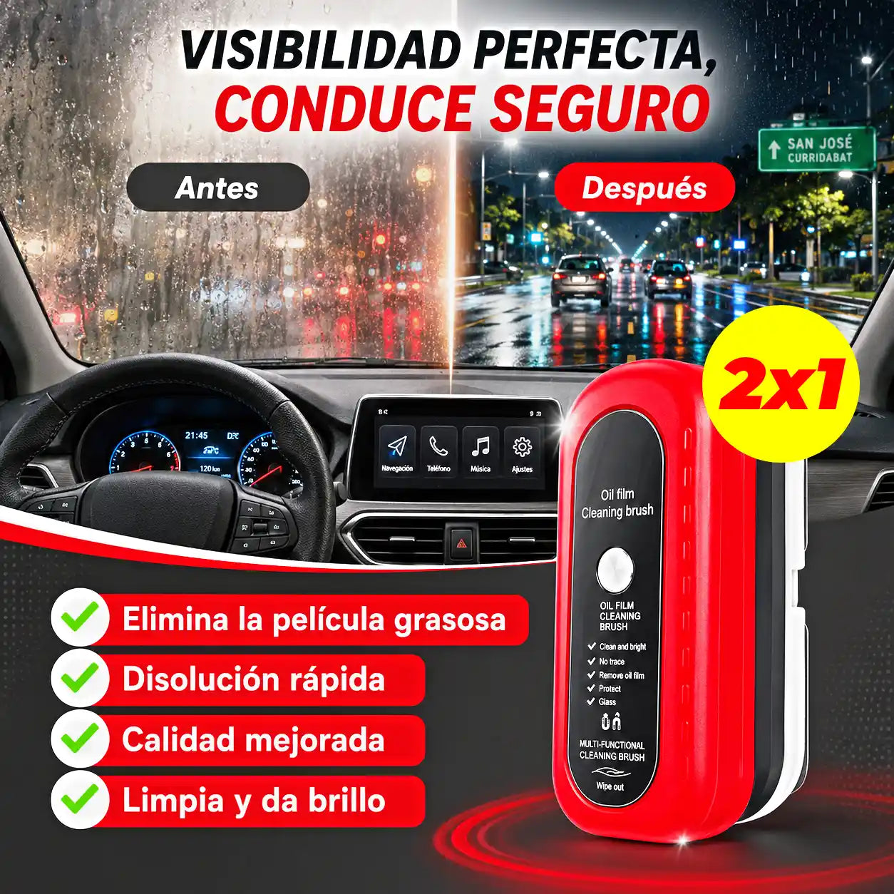 2X1 Limpiador de Parabrisas – Recupera la claridad del parabrisas y mejora tu visión al conducir