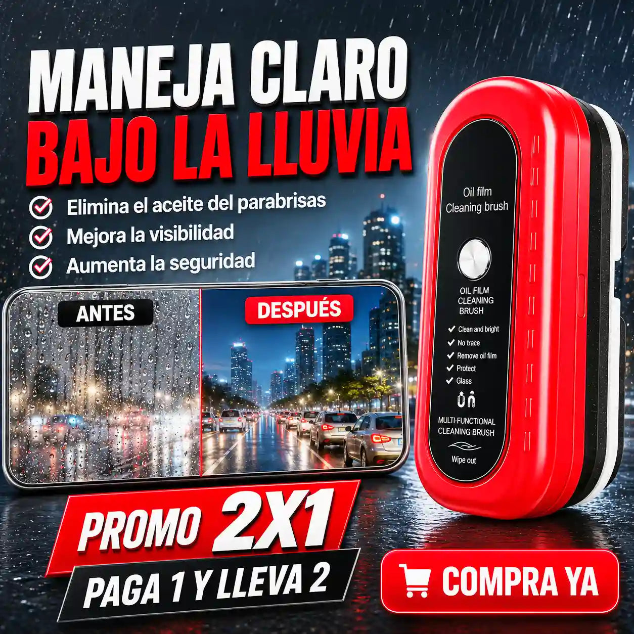 2X1 Limpiador de Parabrisas – Recupera la claridad del parabrisas y mejora tu visión al conducir