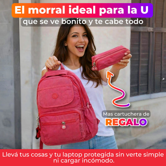 Morral estilo Kipling + cartuchera de regalo 🎁 – ligero, amplio y perfecto para tu día a día