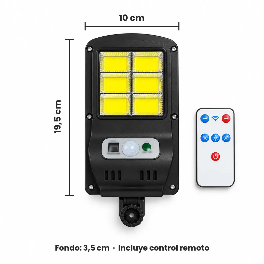 Lámpara Solar LED COB con Sensor de Movimiento y Control Remoto – Ilumina y Protege tu Hogar sin Cables